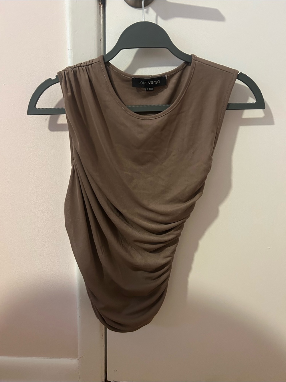 Women's Brown Ruched Sleeveless Top